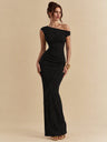 Water Ripple One-shoulder Long Dress