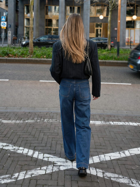 Slimming Wide Leg High Waist Straight Old Jeans