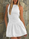Backless Solid Color Mini&Short Dresses