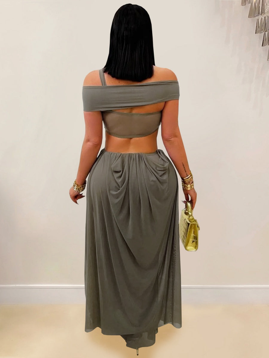 Gauze Sexy Bare Waist Parties Maxi Dresses
