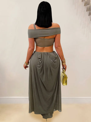 Gauze Sexy Bare Waist Parties Maxi Dresses