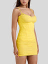 Mesh Camisoles Stacked Collar Lace Trim Hip-hugging Mini&Short Dresses