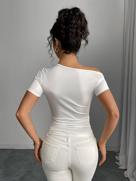 Irregular Hem Floral Print Short-Sleeve T-shirts