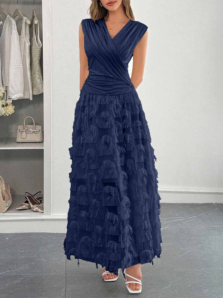 Grace Pleated Splicing Maxi Dresses