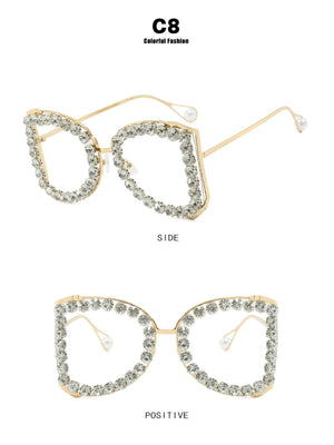 Rhinestone Full-rimmed Irregular Sunglasses