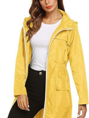 Hooded Pocket Water Proof Light Drawstring Windproof Raincoat Outdoor Windbreaker