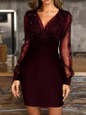 Liber Spring Women's Sequins Solid Color Mini&Short Dresses