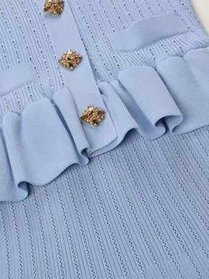 Waist Flared Sleeves Knitted Top Fishtail Skirt Workplace 2-piece Sets