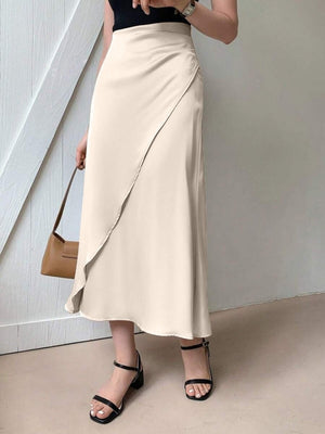 Satin Splicing Solid Color Skirts