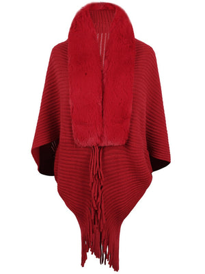 Fur Collar Tassel Cloak Cardigans
