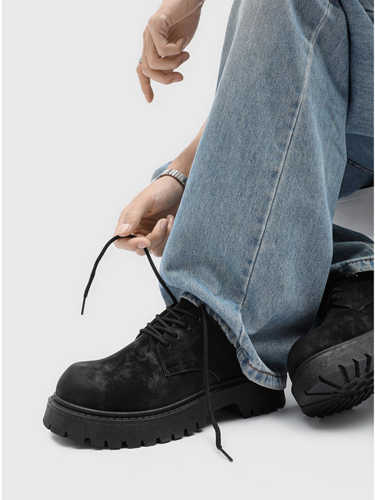 Chaussures Derby à plateforme style rétro vieilli