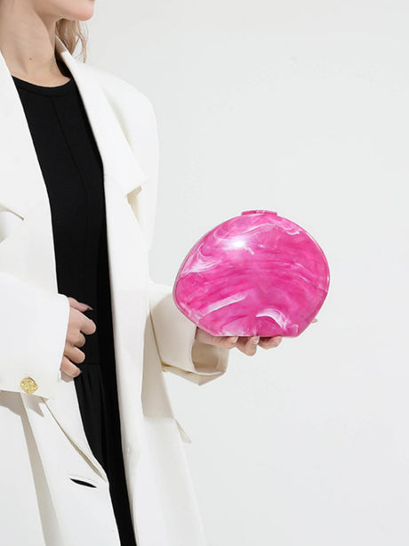 Oval Acrylic Seashell Evening Crossbody Bag