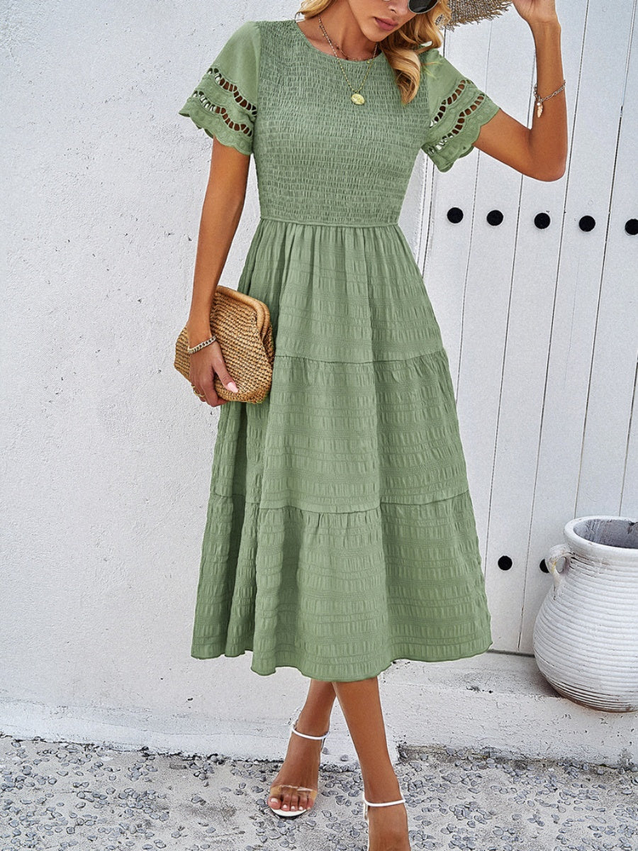 Hollow-out Lace Sleeves, Long Hollow-out Dress