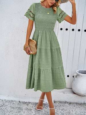 Hollow-out Lace Sleeves, Long Hollow-out Dress