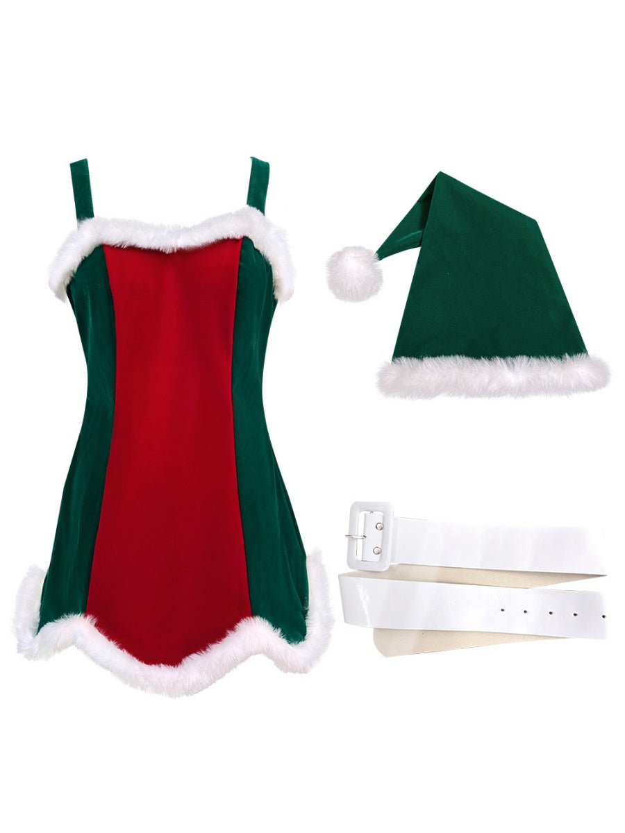 Christmas Party Stage Performance Dress Hats 2-piece Sets