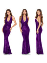 Sleeveless Backless Sequin Halter Neck Mermaid Maxi Dress