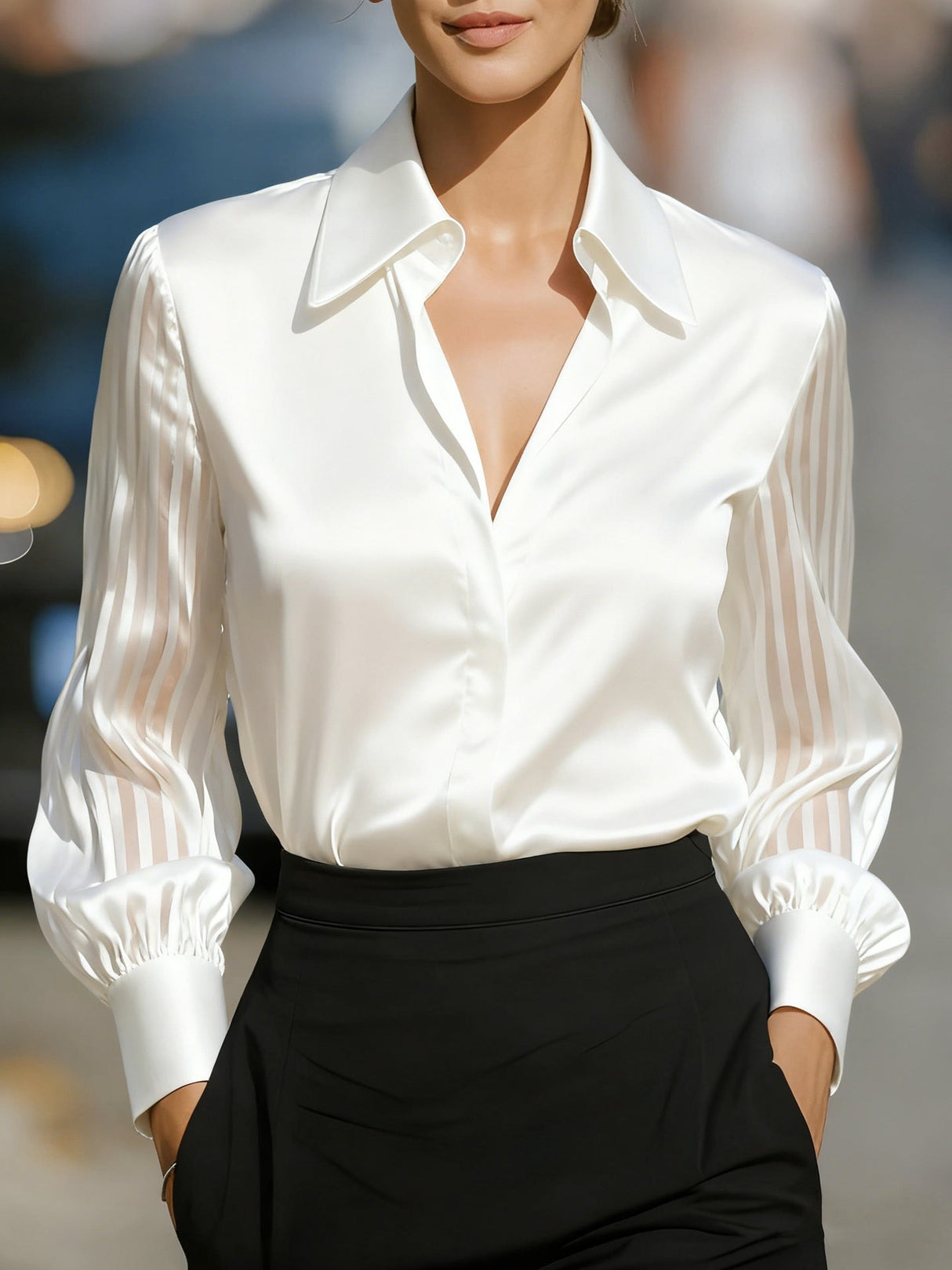 Loose Satin Long-sleeved Shirt