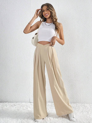 Pleated Casual Wide-Leg Trousers