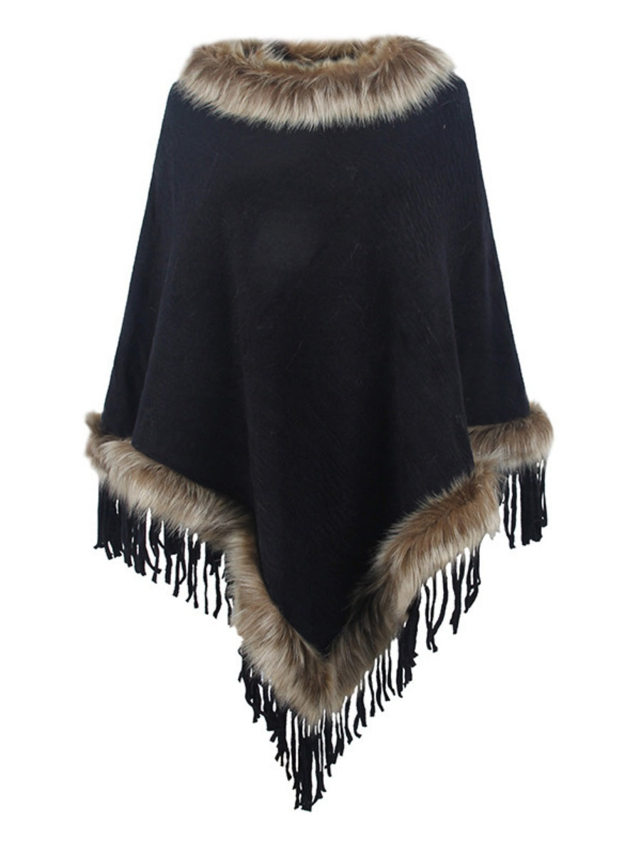 Knitting Tassel Hood Loose Cloak Shawl Sweaters