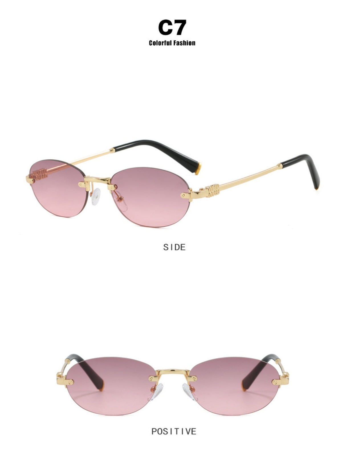 Oval Retro Frameless Sunglasses