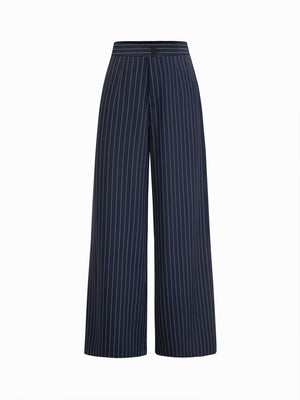 Profession Stripes Sleeveless Asymmetrical Jacket Straight-leg Trousers 2-piece Sets