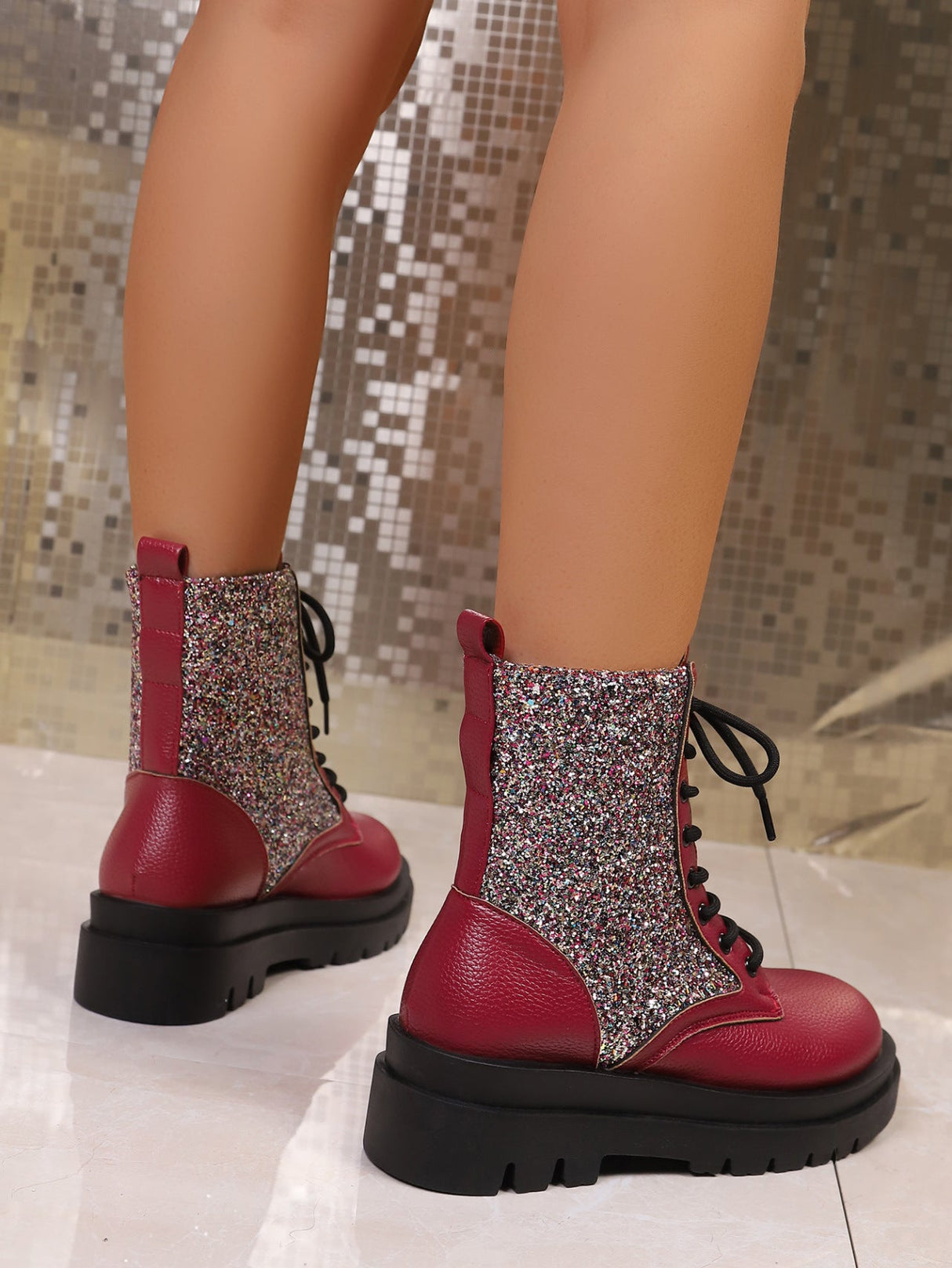 Sequined Women's Martin Boots