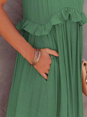 Camisoles Loose-fit Multi-story Irregular Solid Color Maxi Dresses