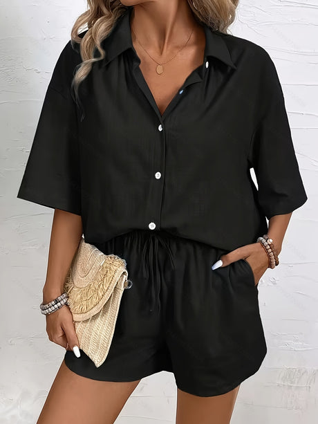 Short-sleeved Wide-leg Jumpsuit