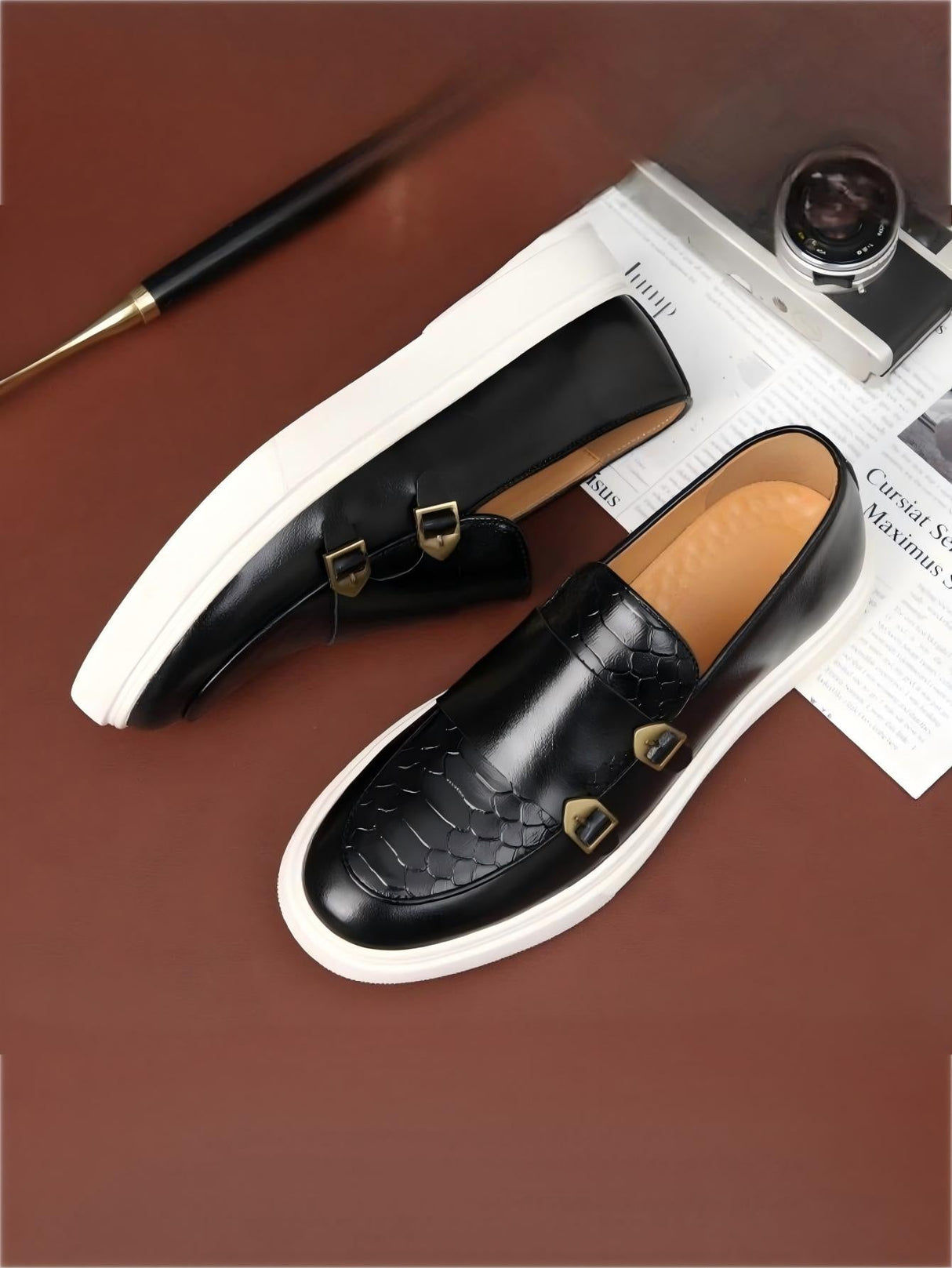 Snakeskin Embossed Slip-on Loafers