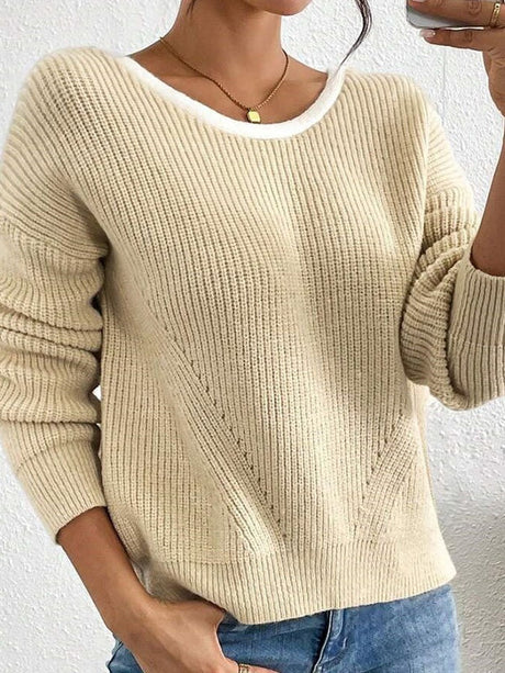 Bow Contrasting colors Backless Sweaters