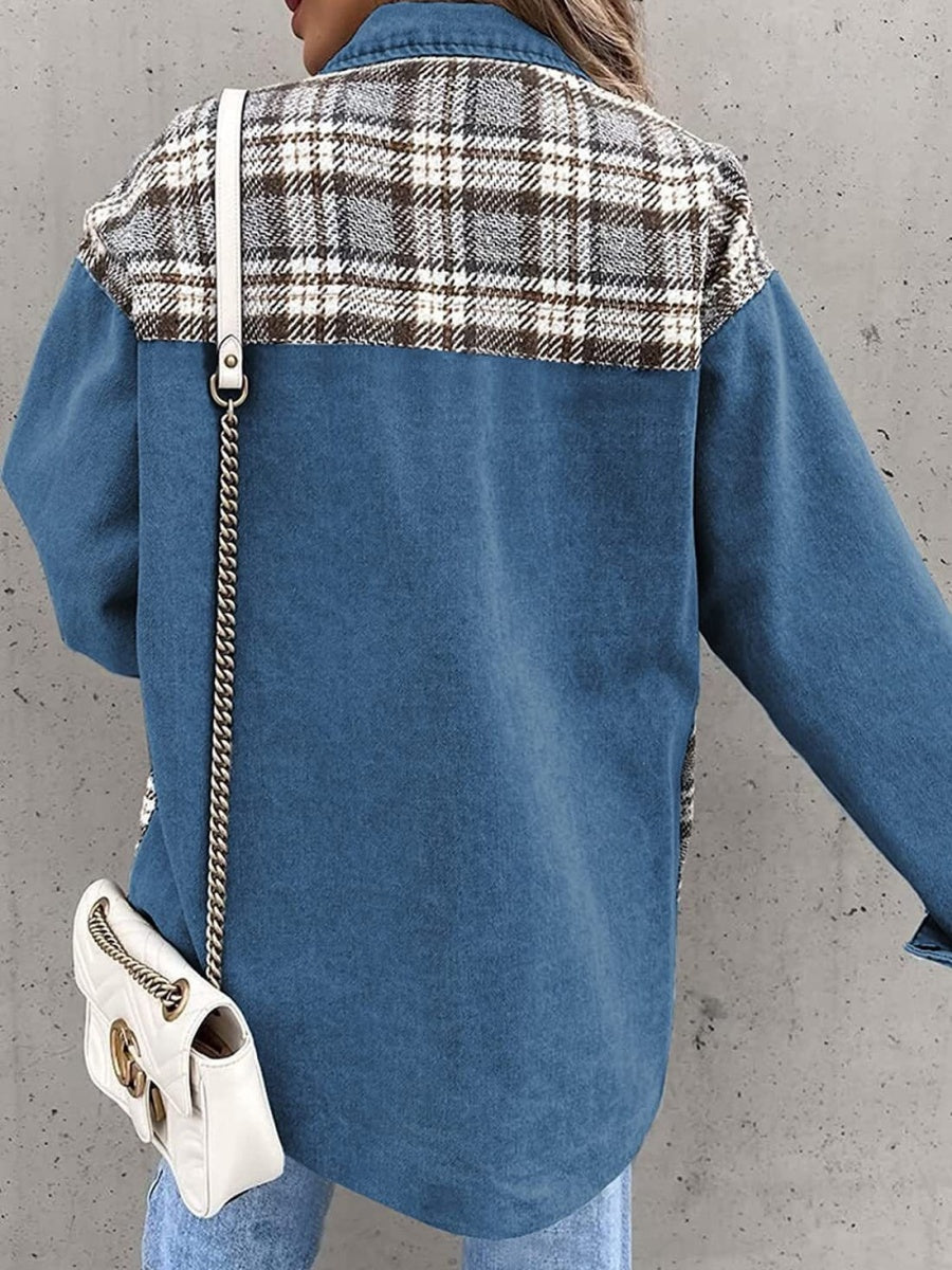 Liber Autumn Women's Contrasting colors Plaid Jackets