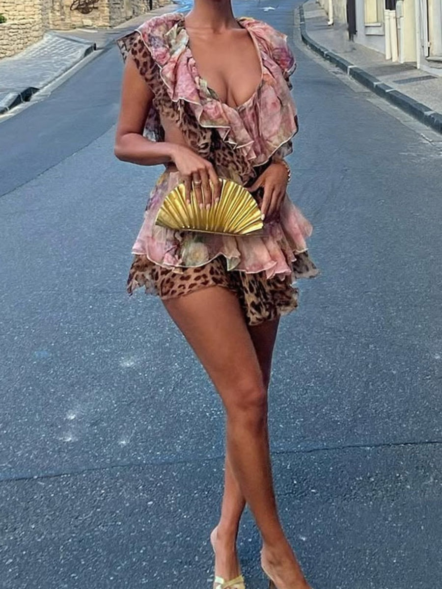 Ruffle Off-shoulder Ruffle Irregular Hem Mini&Short Dresses