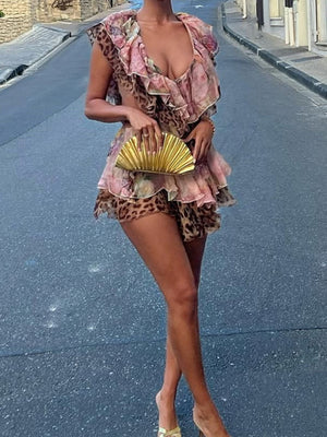 Ruffle Off-shoulder Ruffle Irregular Hem Mini&Short Dresses