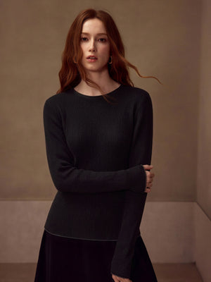 One-piece Seamless Crew Neck Pullover Sweater