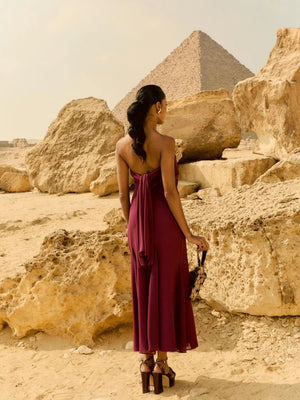 Ribbon Chiffon Solid Color Formal Dress Maxi Dresses