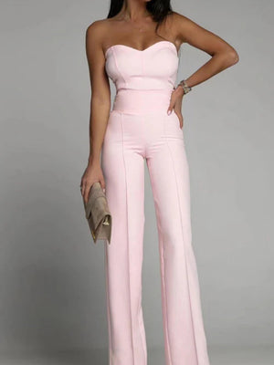 Sexy Slim-fitting Strapless Straight-leg Jumpsuit