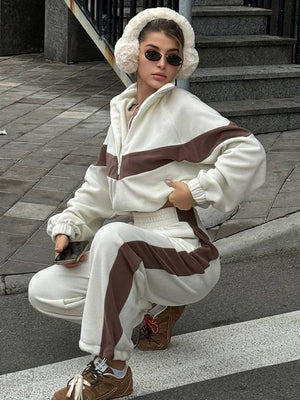 Fashionable Casual Sportswear Set, Zip-up Cardigan And Trousers, Two-piece Set