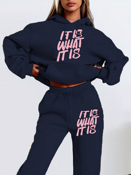 Printed Letter Leisure Hoodies Sweatpants 2-piece Sets