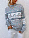 Christmas Half Turtleneck Snowflake Contrasting Colors Sweaters