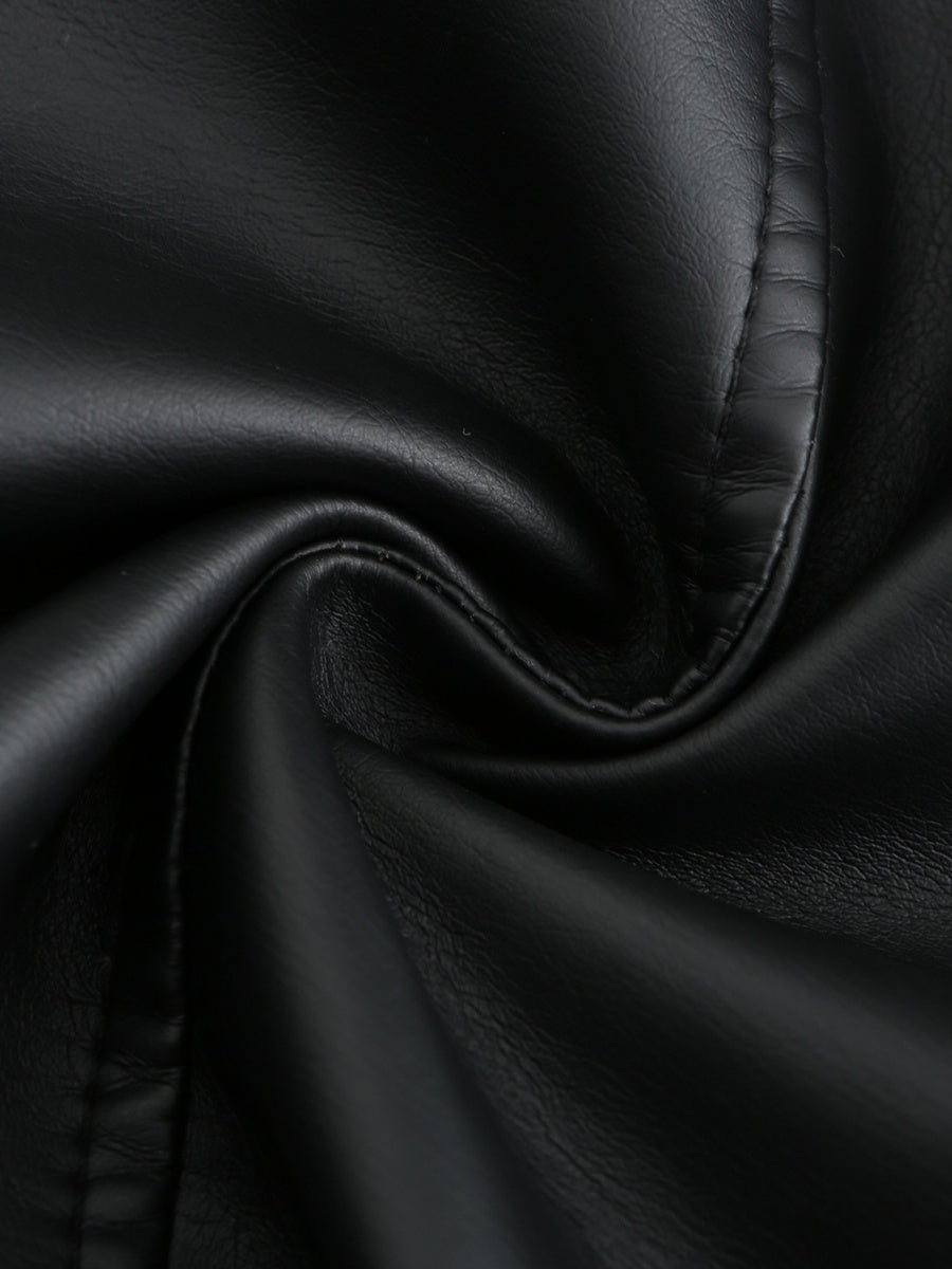 Weaving Bandage Leisure Leather Jacket