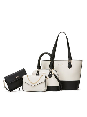 Color-blocked Tote Bag 4-piece Set