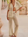 Loose-fitting Short-sleeved Shirt, Casual Trousers, See-through Cutout Sexy Vacation Sun Protection Beachwear
