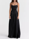 Satin-panel Spaghetti Strap Maxi Dress