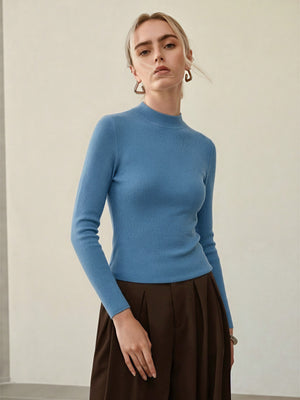100% Merino Cotton & Wool Seamless Turtleneck Sweater