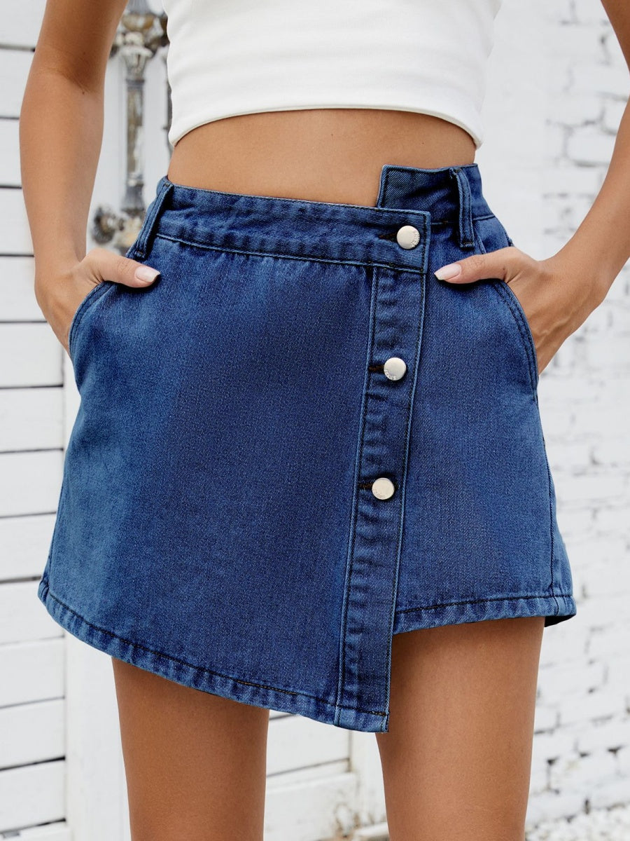 Buttons Irregular Design Denim Skirts