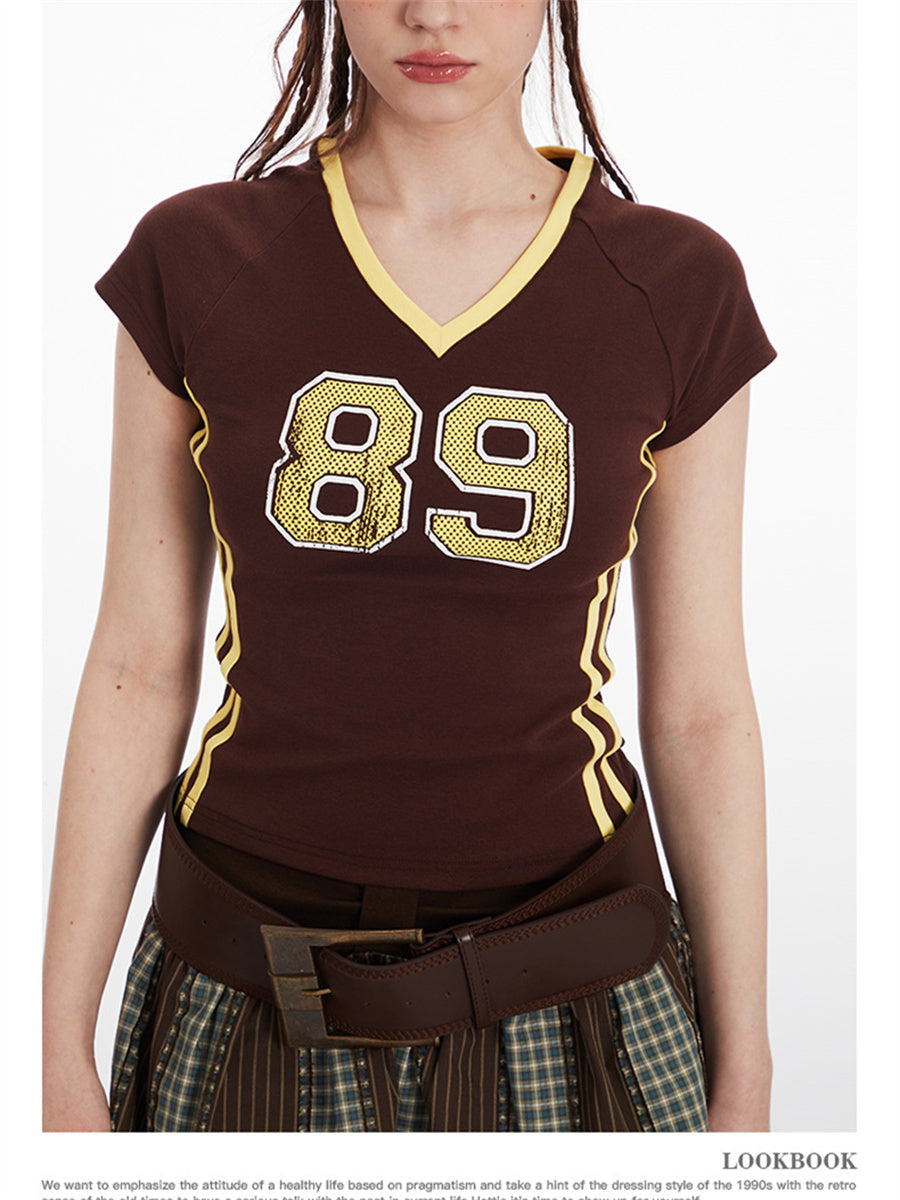 Liber Summer Women's Contrasting colors Letters/Numbers/Words T-shirts