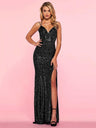 Rhinestone-encrusted, Sexy Sequined, Backless, Slimming, Slit Long Dress