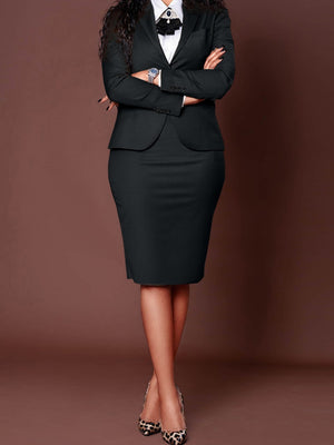 Profession Long-sleeved Suit Bodycon Dress Set 2-piece Sets