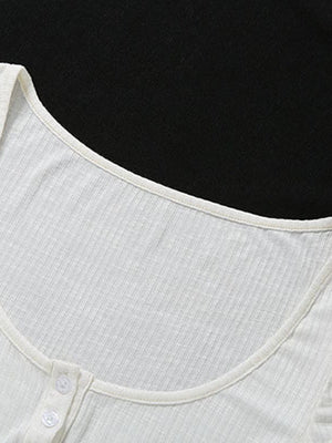 White U-neck Solid Color Sexy Cropped Slim-fit T-shirt