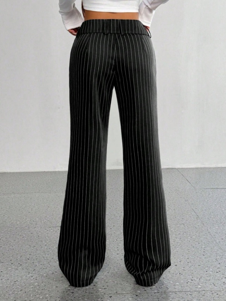 Slim Fit Stripes Trumpet Pants